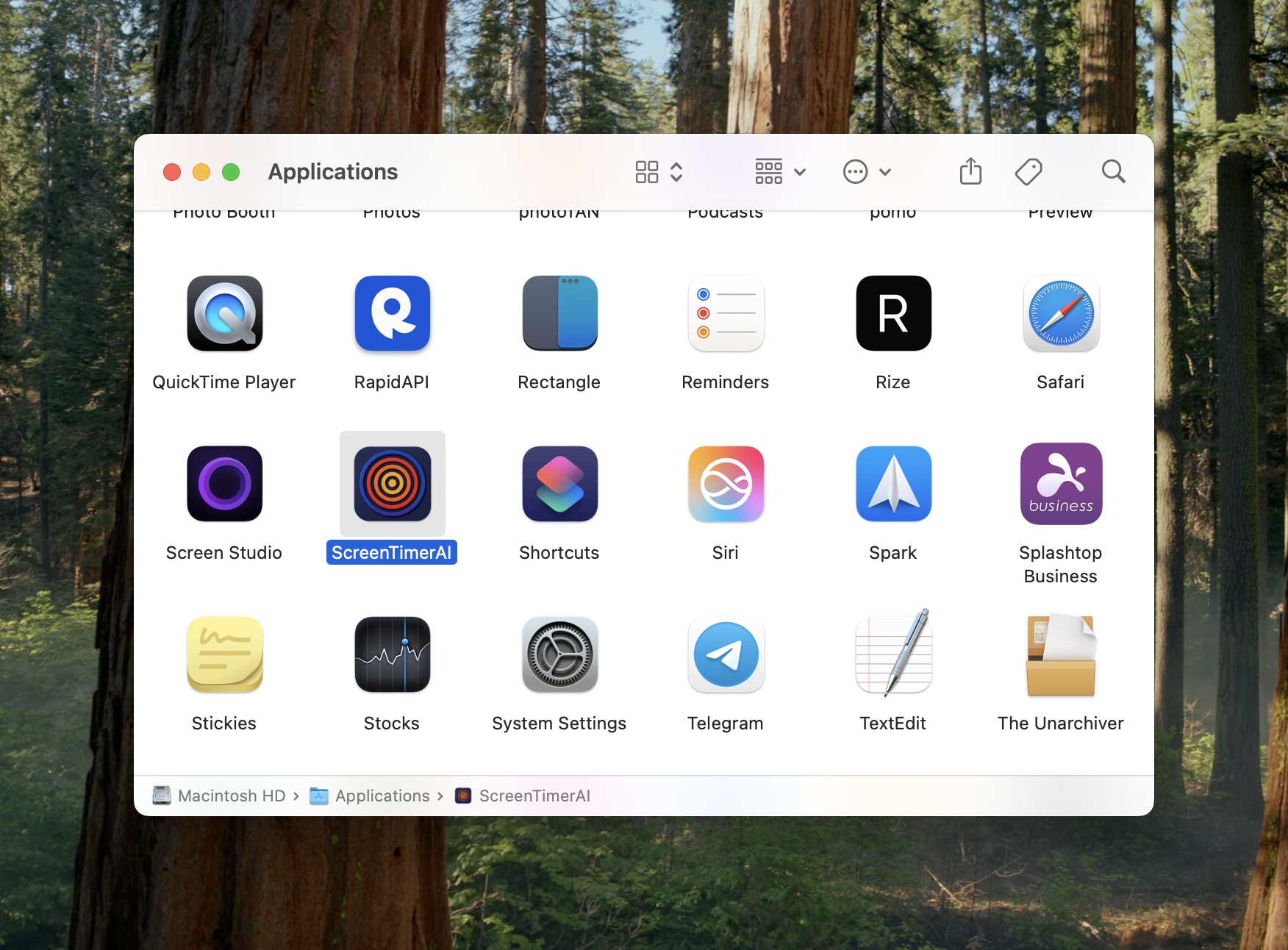 Open ScreenTimerAI from Applications folder